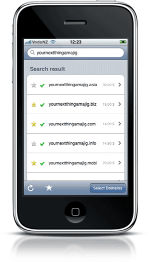 iPhone domain search